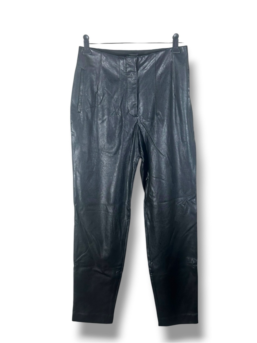 NWT Express Black Faux Leather High Rise Straight Leg Pants Size 0